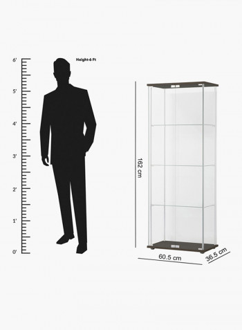Miami 2-Door Curio Cabinet Clear/Brown 162x36.5x60.5centimeter