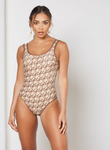 Women's Swimwear Bodysuit Brown