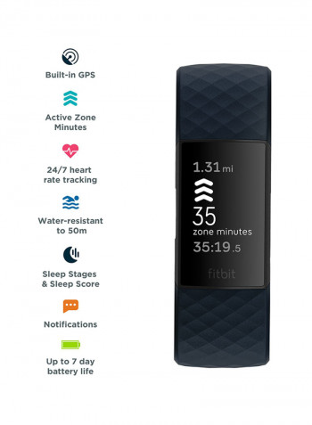Charge 4 (NFC) - Advanced Fitness Tracker with GPS, Swim Tracking & Up To 7 Day Battery Storm Blue/Black