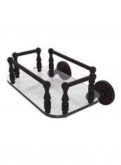 Prestige Skyline Collection Wall Mounted Glass Tray With Towel Holder Black/Clear 10.2x8x4.8inch