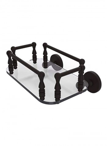 Prestige Skyline Collection Wall Mounted Glass Tray With Towel Holder Black/Clear 10.2x8x4.8inch
