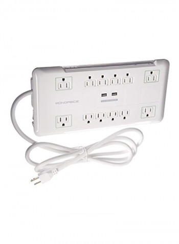 12-Outlet Surge Protector Power Strip White 14.9x8x1.7inch