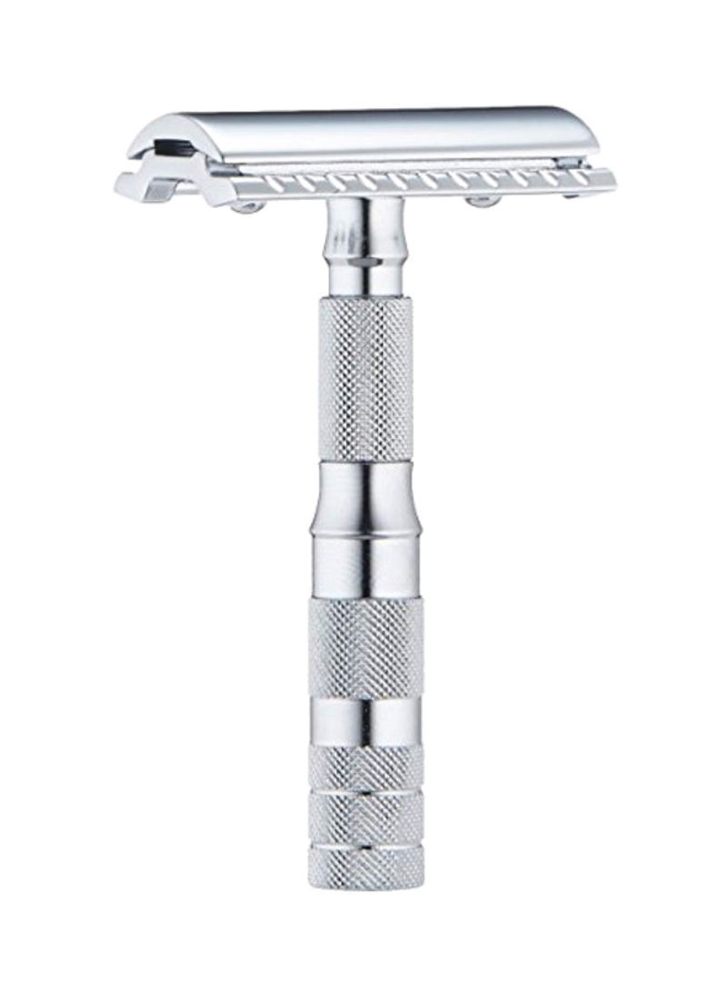 Travel Double Edge Safety Razor And Case Silver 7centimeter