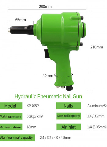 Pneumatic Pistol Type Air Riveter Green 21.00X8.50X20.50cm