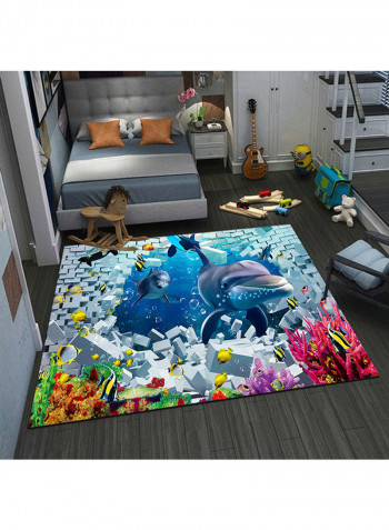 3D Sea World Pattern Carpet Multicolour 120x160centimeter