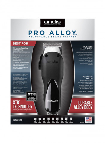 Proalloy Adjustable Blade Clipper Black/Silver 220-240vwatts