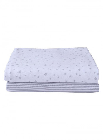 2-Piece Star And Strip Print Fitted Pram Crib Sheet Set