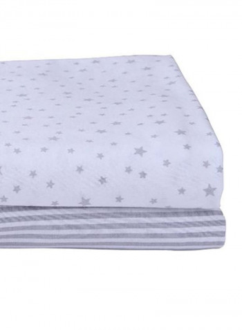 2-Piece Star And Strip Print Fitted Pram Crib Sheet Set
