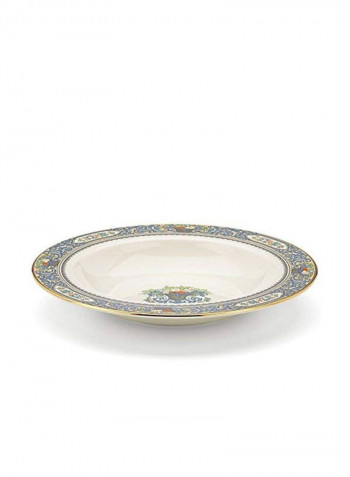 24 Karat Gold Bone China Bowl White/Blue/Green 9.125inch