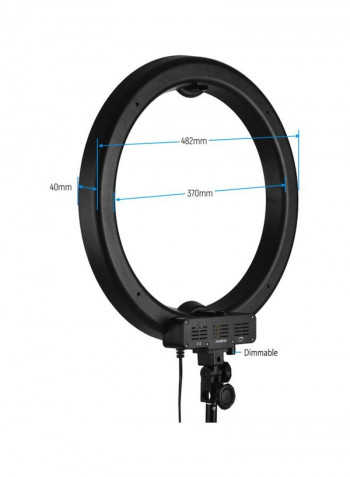 LED Photography Ring Fill Light 370x482millimeter Black/Clear