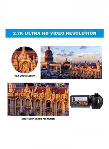 18X Digital Zoom Flip Video Camcorder With Microphone TDV-1302 Black