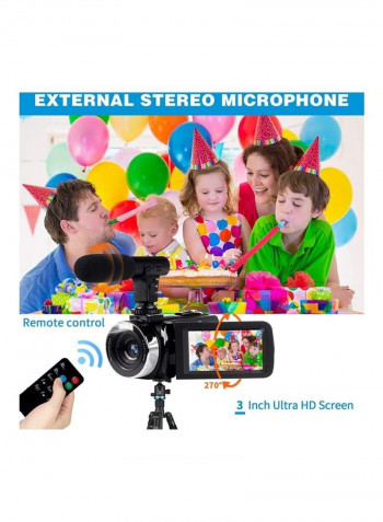 18X Digital Zoom Flip Video Camcorder With Microphone TDV-1302 Black