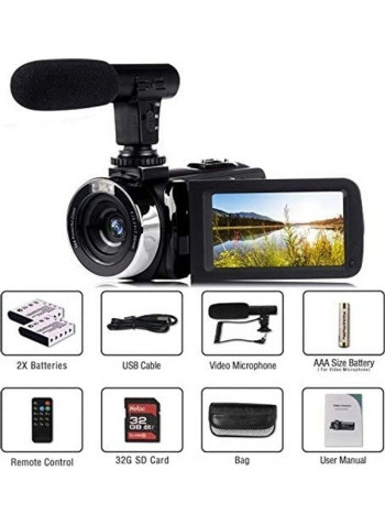 18X Digital Zoom Flip Video Camcorder With Microphone TDV-1302 Black