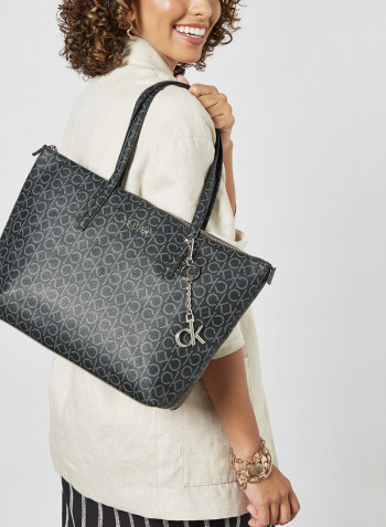 Logo Print Tote Bag Black Mono