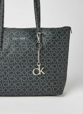 Logo Print Tote Bag Black Mono
