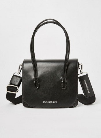 Contrast Logo Crossbody Bag Black