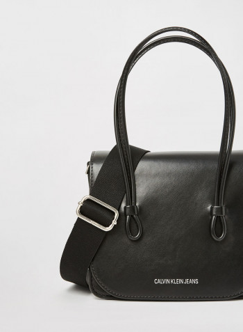 Contrast Logo Crossbody Bag Black