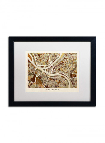 Pittsburgh Street Map Framed Wall Art Multicolour 16 x 20inch