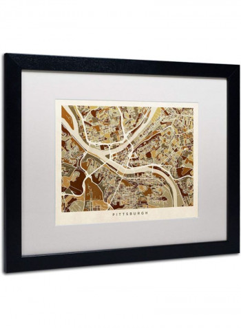 Pittsburgh Street Map Framed Wall Art Multicolour 16 x 20inch