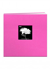 Book Cloth Cover Postbound Album With Window Bright Pink