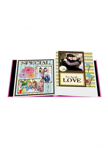 Book Cloth Cover Postbound Album With Window Bright Pink