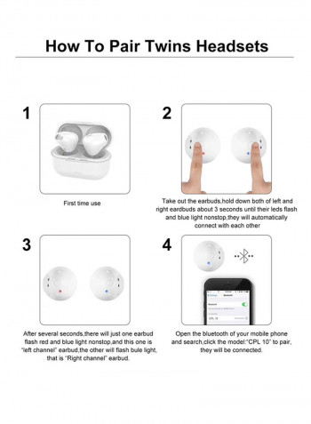 IP8-X Bluetooth Mini In-Ear Earphones With Charge Box White