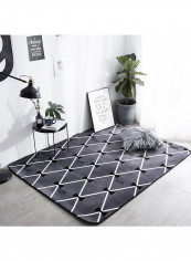 Diamond And Bow Print Anti-Skid Mat Grey/Black/White 80X190centimeter