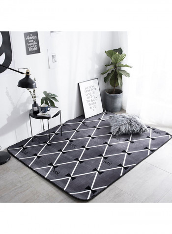 Diamond And Bow Print Anti-Skid Mat Grey/Black/White 80X190centimeter