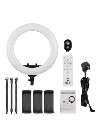 LED Ring Light Remote Control with 3 Phone Clamp White/Black