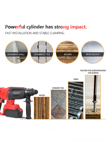 Multifunctional Industrial-Grade Brushless Rechargeable Electric Hammer Red/Black