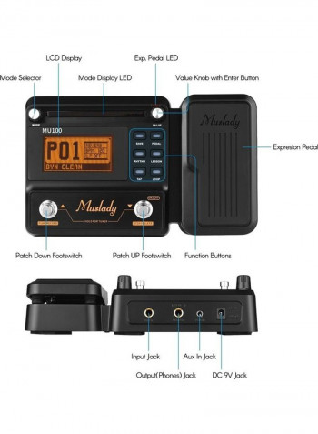 MU100 Electric Guitar Effect Pedal Supports 180s Loop Recording Tuner Tap Tempo Rhythm Setting Scale