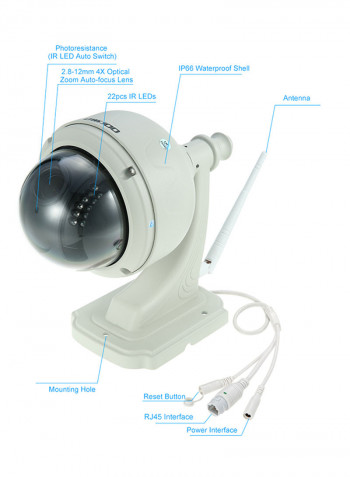 Wireless WiFi IP Night Vision Surveillance Camera Beige 1.635kg