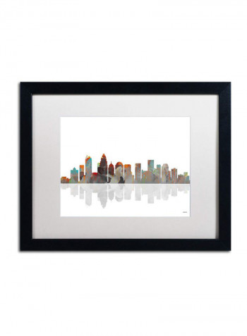 Charlotte NC Skyline Framed Wall Art Multicolour 16 x 20inch