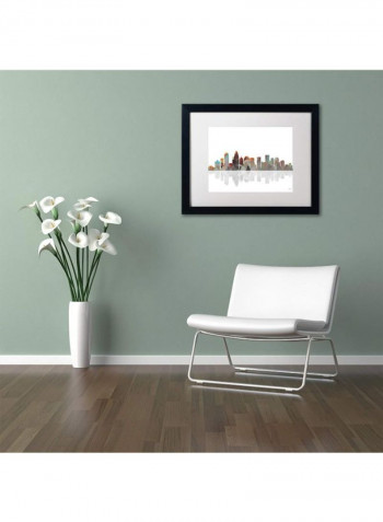 Charlotte NC Skyline Framed Wall Art Multicolour 16 x 20inch