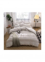 3-Piece Cotton Duvet Cover Set White/Khaki Queen reviews 3-Piece Cotton Duvet Cover Set White/Khaki Queen