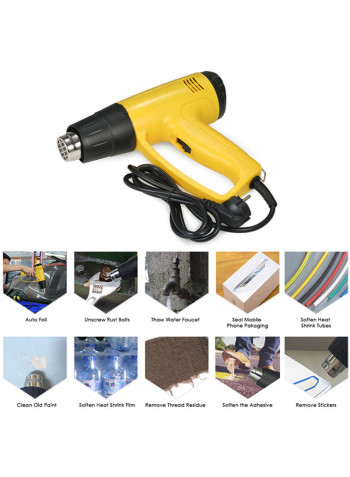 Electric Hot Air Heat Gun Tool Set Yellow 27.5 x 7.5 x 26centimeter