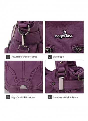 PU Leather Satchel Bag Purple