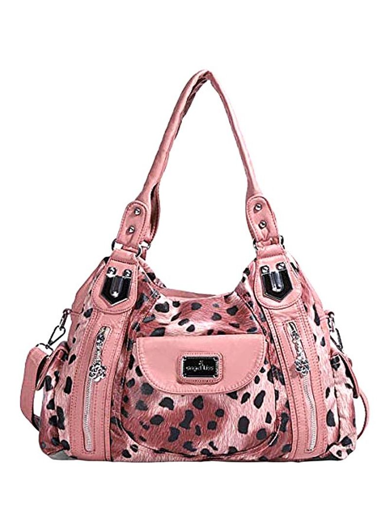 PU Leather Satchel Pink Leopard