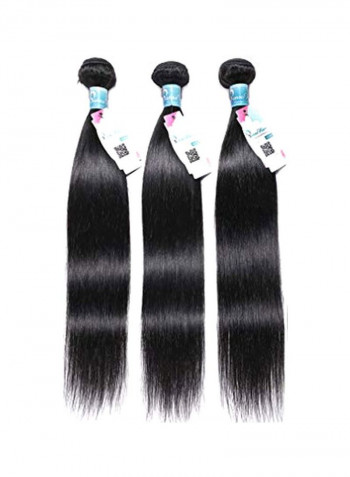 3-Piece Straight Hair Extension Set Black