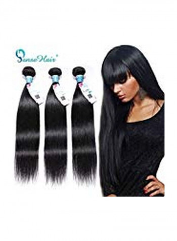 3-Piece Straight Hair Extension Set Black