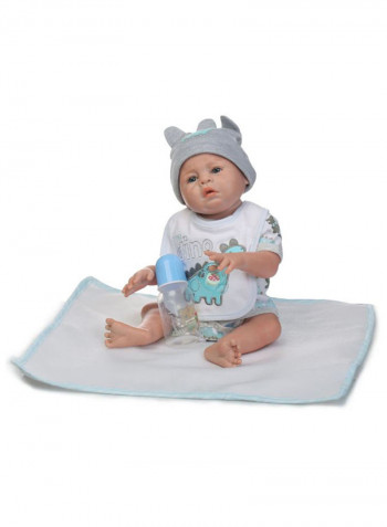 Cute Reborn Baby Doll With Mat And Bottle 20بوصة