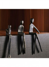 3-Piece The Thinker Character Decoration Black