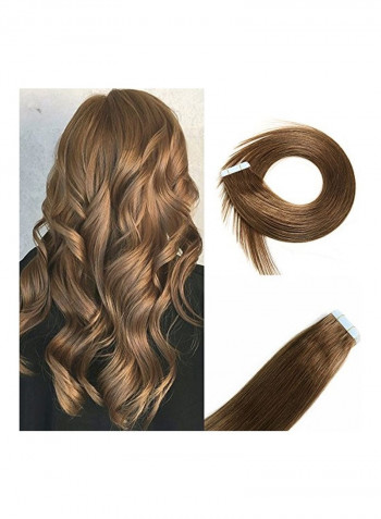 20-Piece Tape-In Straight Hair Extension Set 6 Chestnut Brown 20inch