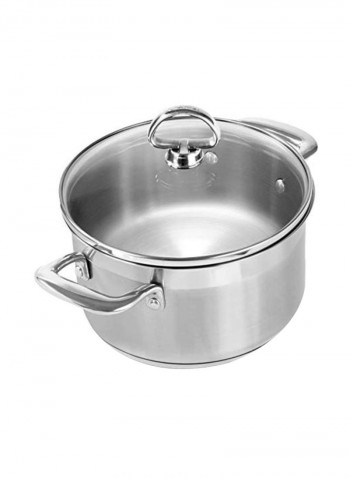Induction Soup Pot With Lid Silver/Clear 2Quart