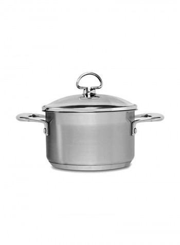 Induction Soup Pot With Lid Silver/Clear 2Quart