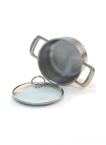 Induction Soup Pot With Lid Silver/Clear 2Quart