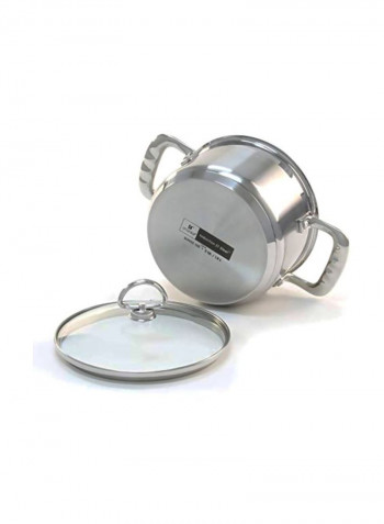Induction Soup Pot With Lid Silver/Clear 2Quart