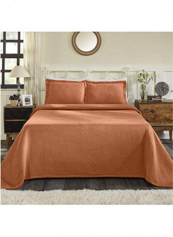 2-Piece Geometric Pattern Bedspread Set Brown