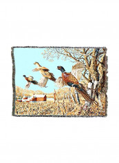 Cotton Throw Blanket Blue/Beige/Brown 72x54inch