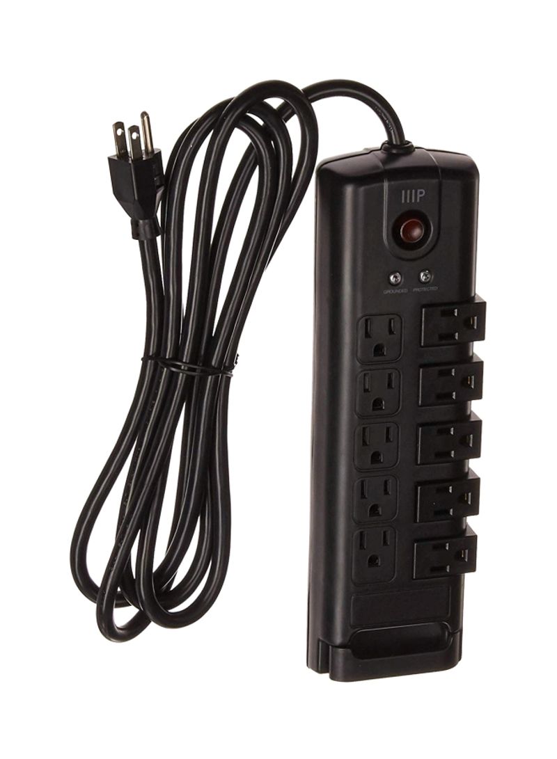 10-Outlet Surge Protector Power Strip Black 13.1x5.6x2.3inch